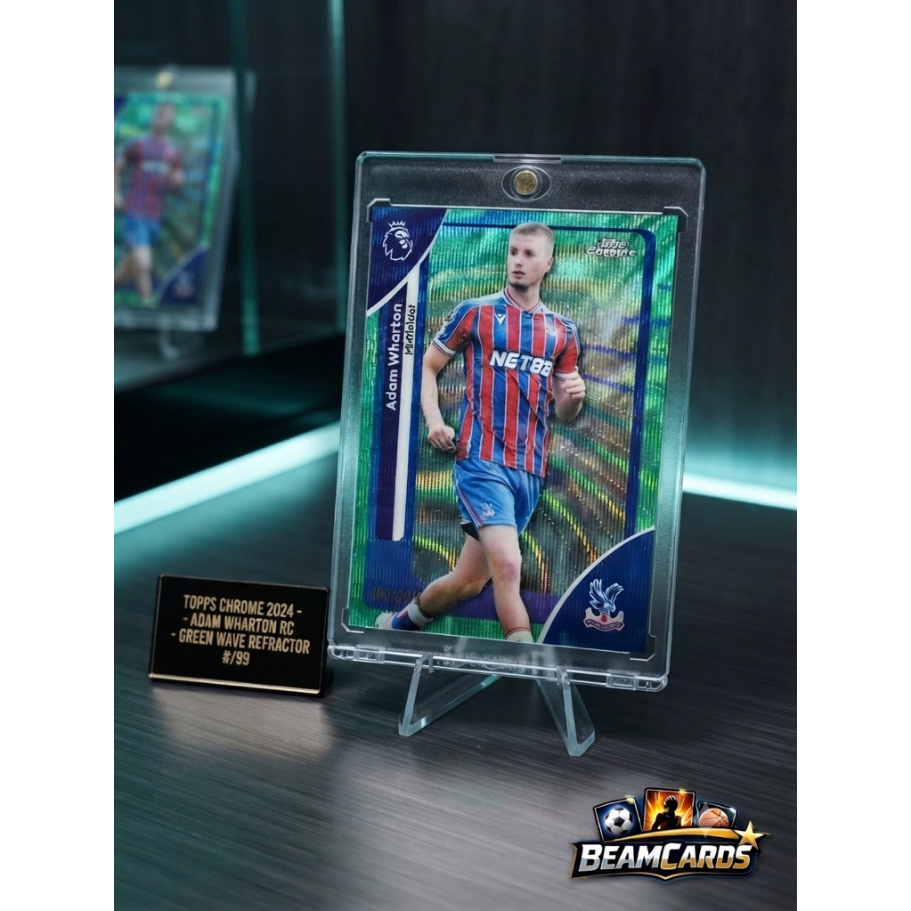 🔥 [ขาย] การ์ด Adam Wharton Topps Chrome 2024 RC Green Wave Refractor #/99 (Crystal Palace) สภาพสวยกร