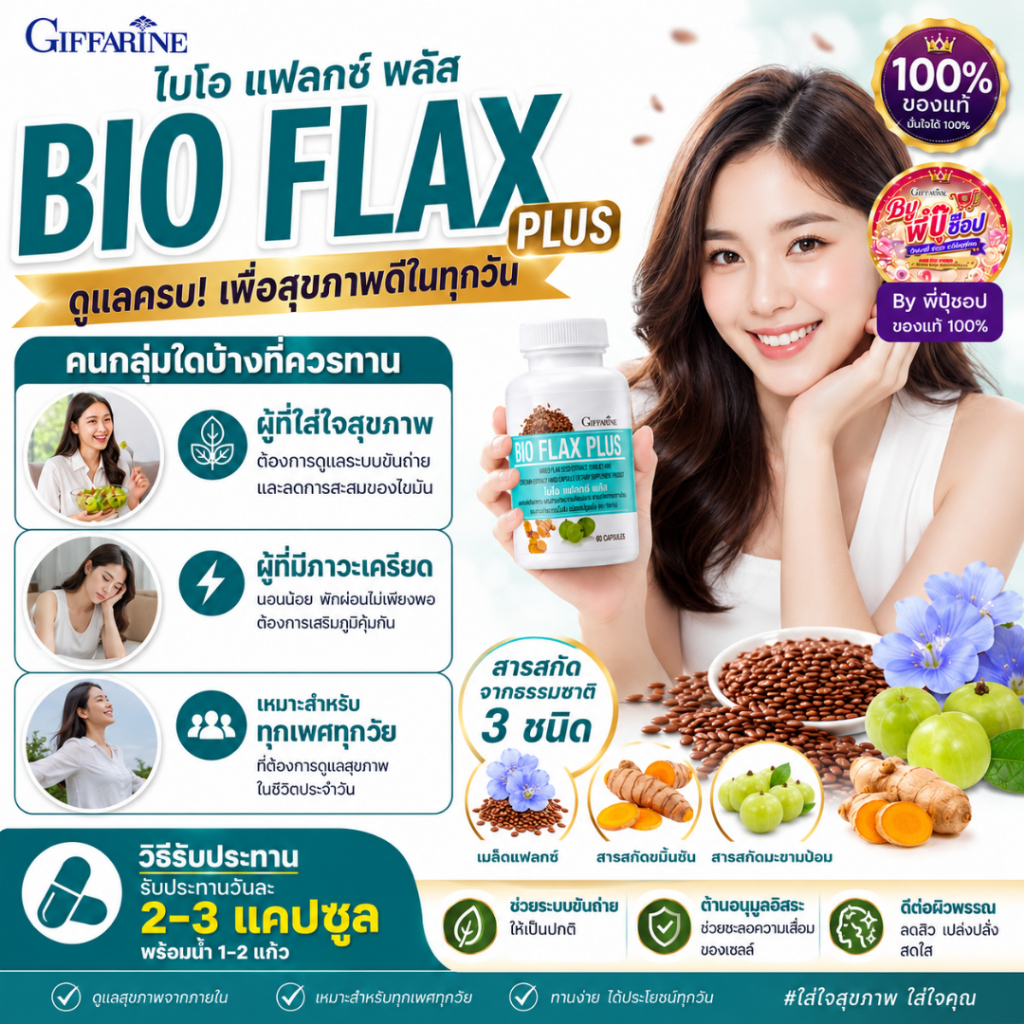 กิฟฟารีน วัยทอง ไปโอแฟลกพลัส  บำรุงผิวพรรณ ร้อนวูบวาบฮอร์โมนทดแทน คันตามผิวหนัง
