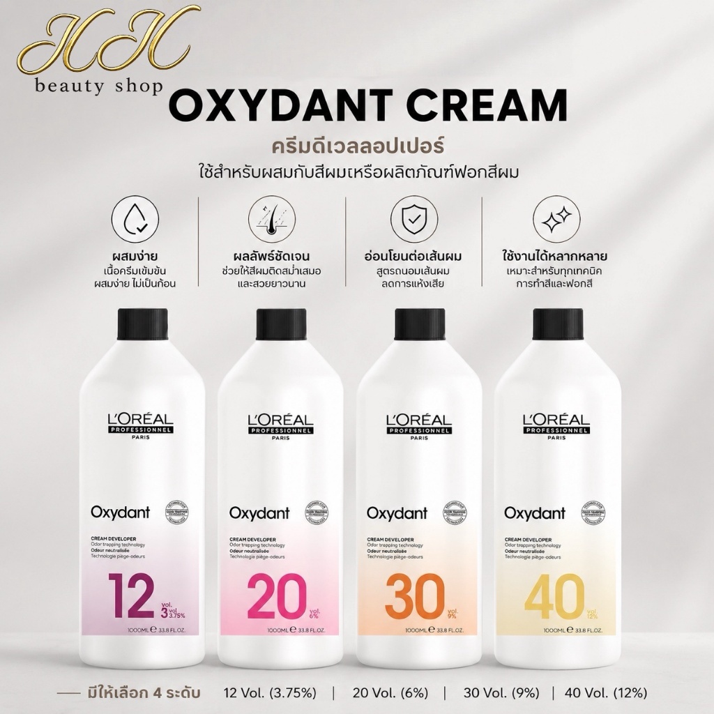 LOREAL Oxydant Creme ไฮโดรเจนสำหรับสีมาจิ สีลอรีอัล ออกซิเดนซ์ 1000 ml. 3.75% / 6% / 9% / 12%