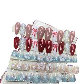 (พร้อมส่ง) M Ep1เล็บเจลแท้ 10 ชิน เล็บปลอมสำเร็จรูป งานเจล100% ทำมือ handmadeแถมกาวตะไบ ไซต์M ทนทาน ใช้ซ้ำได้ ติดง่าย