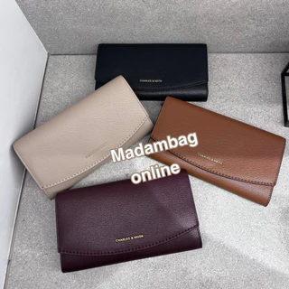 𝗖𝗛𝗔𝗥𝗟𝗘𝗦 & 𝗞𝗘𝗜𝗧𝗛 Briony Curved Flap Long Wallet กระเป๋าสตางค์ใบยาว แท้จากช็อป