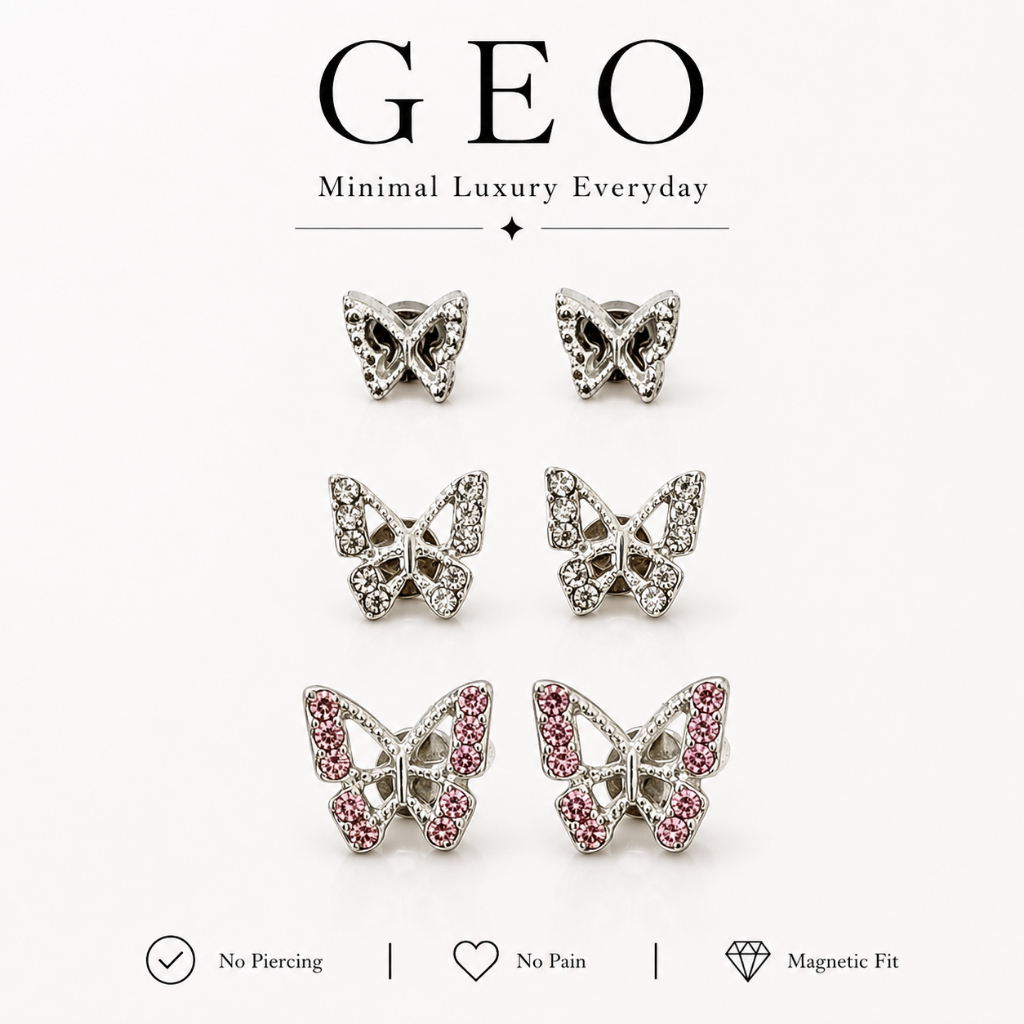 GEO ต่างหูแม่เหล็ก รุ่น | Papillon Collection | ไม่ต้องเจาะหู ใส่สบาย สไตล์มินิมอล