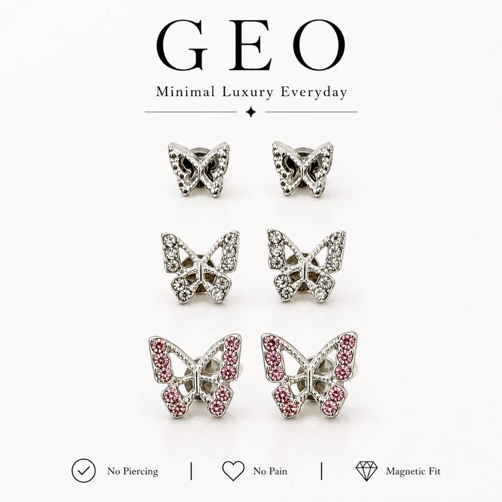 GEO ต่างหูแม่เหล็ก รุ่น | Papillon Collection | ไม่ต้องเจาะหู ใส่สบาย สไตล์มินิมอล