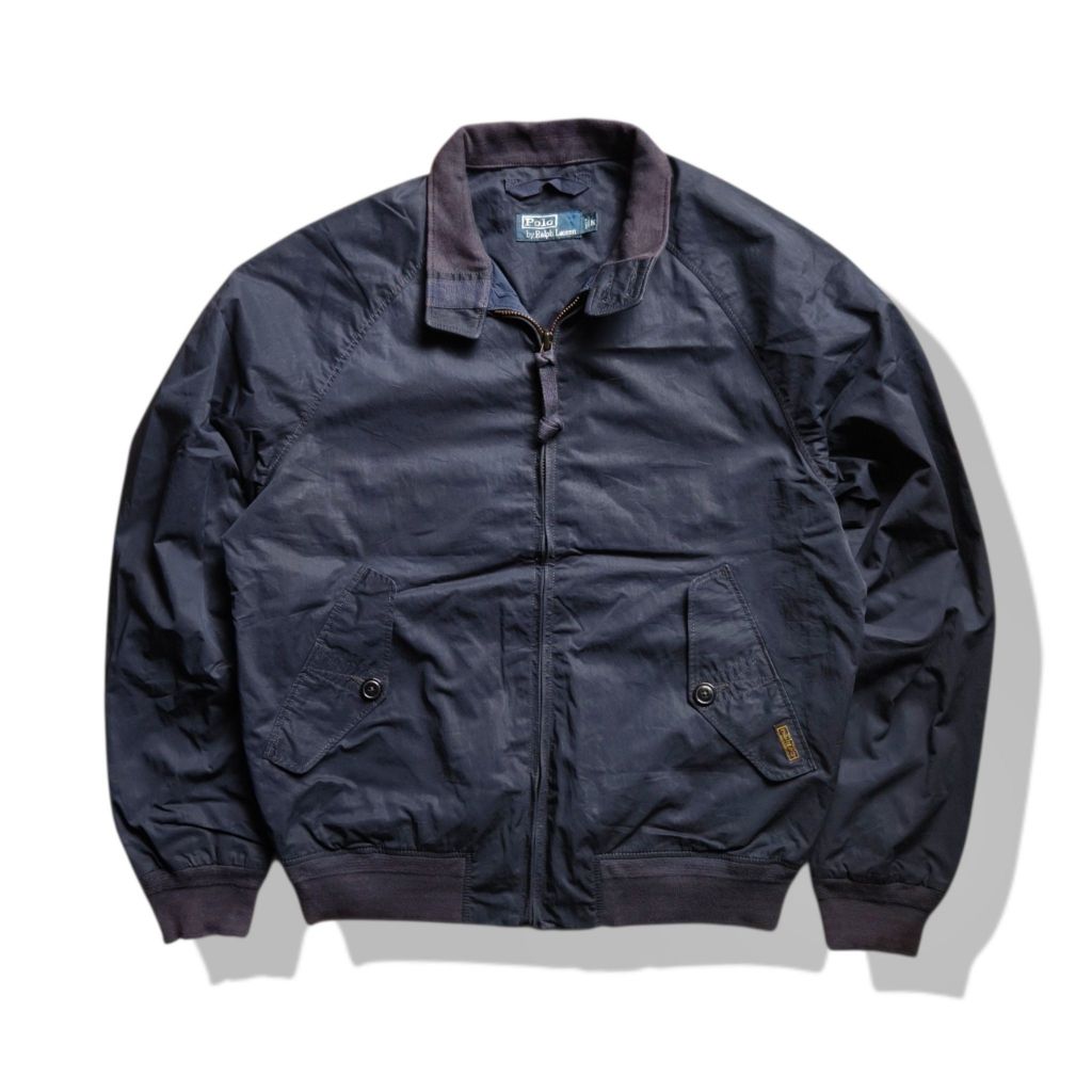 R*lph L*uren Dark Navy Harrington Jacket(M) มือสอง รอบอก 47”