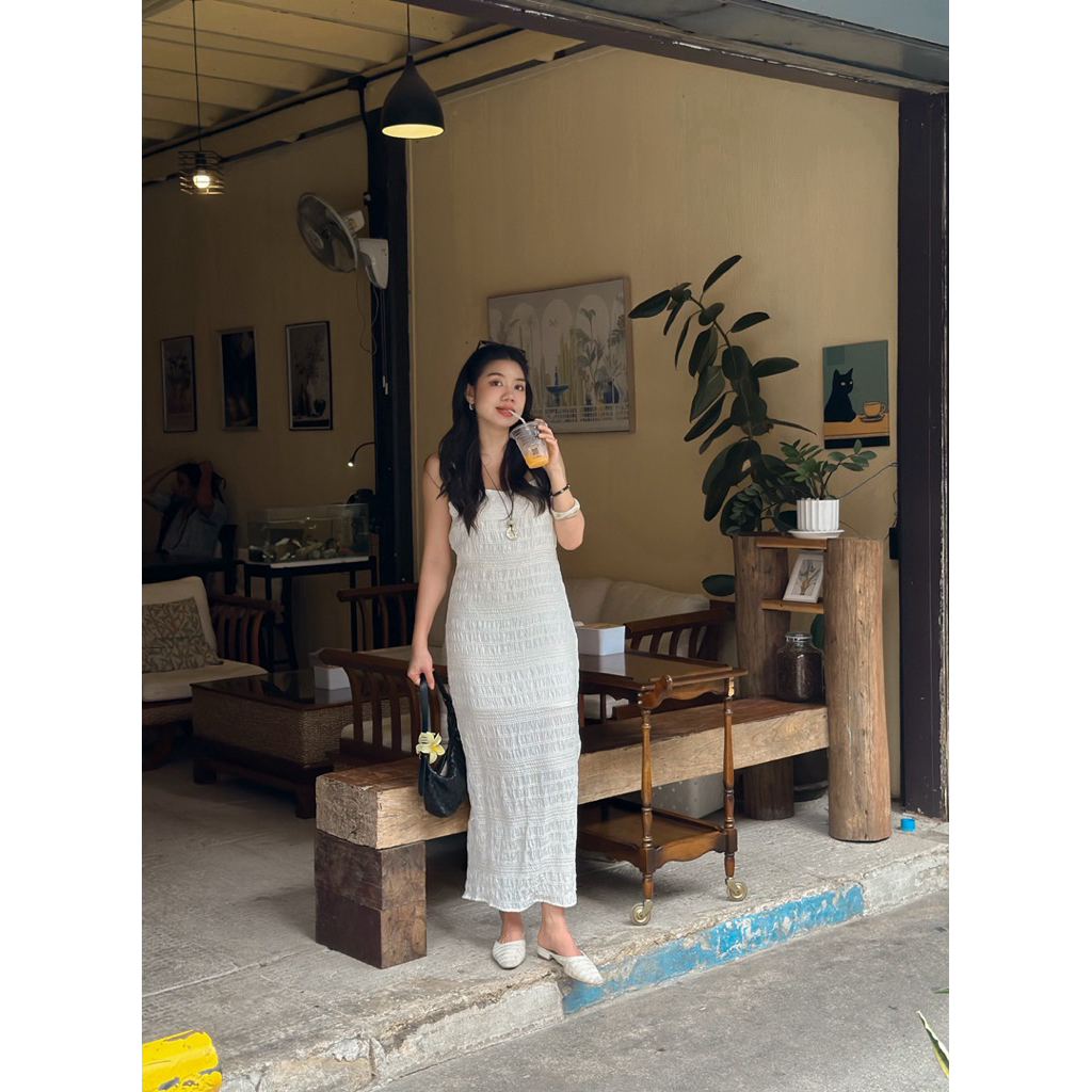 honey dress งานเดรสสายเดี่ยวยาว : everydaylookk store