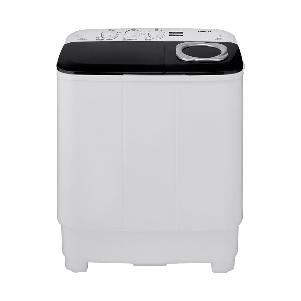 TOSHIBA เครื่องซักผ้า 2 ถัง 7.5 กก. รุ่น VH-H85MT ฝาโปร่งใส ฟังก์ชันแช่ผ้า 20 นาที ตัวถังโพลิเมอร์