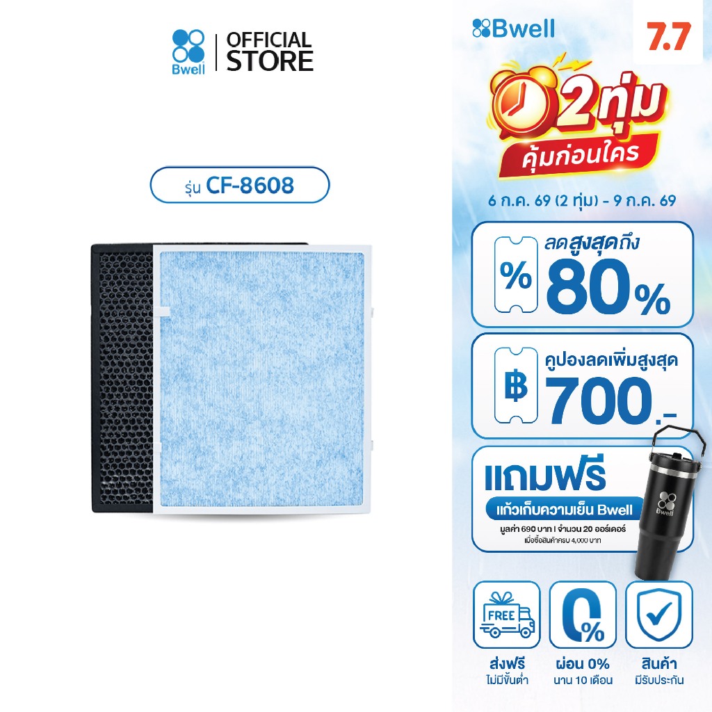 Bwell แผ่นฟอกอากาศครบชุด  รุ่น CF-8608 (สินค้าพร้อมส่ง)