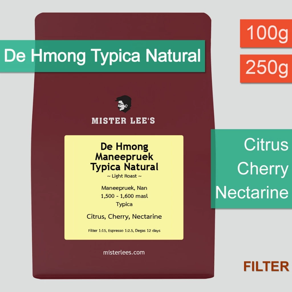 De Hmong Maneepruek Typica Natural เมล็ดกาแฟคั่วอ่อนเดอม้งมณีพฤกษ์ทิปปิก้า