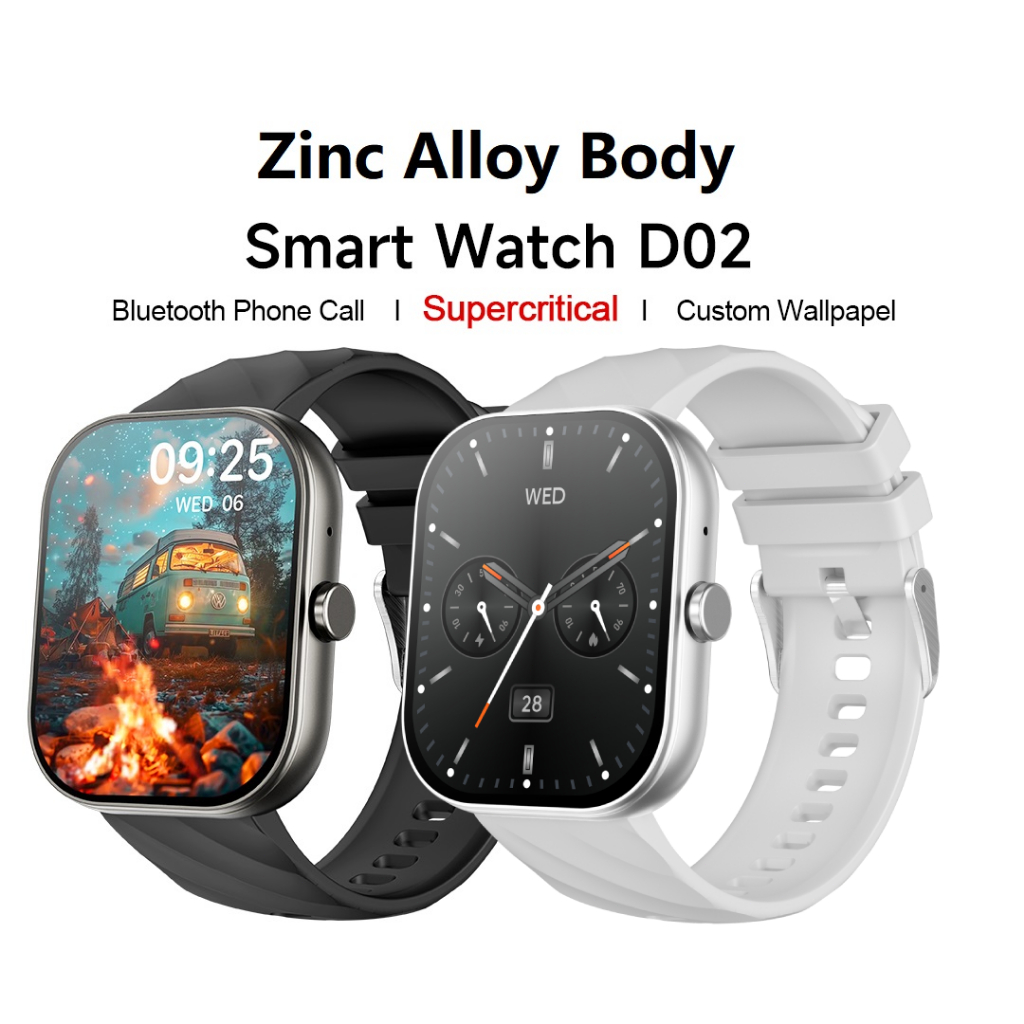 นาฬิกาสมาร์ทสปอร์ต หน้าจอ LCD 2.01นิ้ว IP68 กันน้ำ นาฬิกาวัดความดันโลหิต โทรผ่านบลูทูธได้ สำหรับ IOS&Android Smartwatch