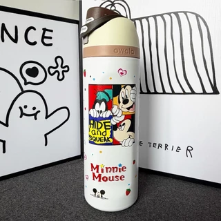 Owala × Mickey Mouse FreeSip 24oz กระติกน้ำสแตนเลสเก็บอุณหภูมิ ของแท้100% พร้อมส่ง 2in1 ยกดื่ม-ดูดหลอด สีใหม่