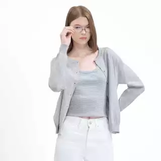 Withit Cardigan with Leather Patch คาร์ดิแกนสีพื้น - OTW20823