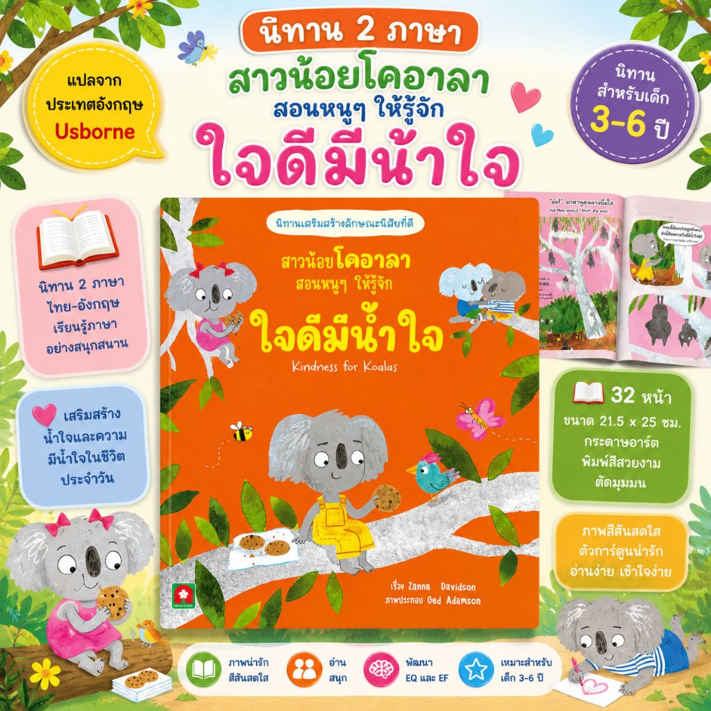 Aksara for kids หนังสือเด็ก นิทาน 2 ภาษา สาวน้อยโคอาล่า สอนหนูๆ ให้รู้จัก ใจดีมีน้ำใจ