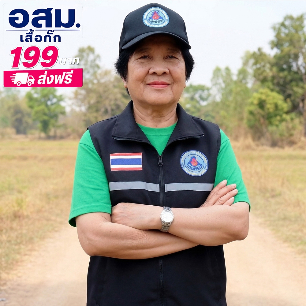 เสื้อกั๊กอสม. ผ้าบาง ใส่สบาย ไม่ร้อน  สกรีนโลโก้ อสม. ผ้าโพลีเอส ทนทาน รับประกันสินค้า
