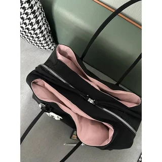 (ม่วง มิ้นท์ พร้อมส่ง ดำ ชมพูรอ10วัน)กระเป๋าสะพาย กระเป๋าไนลอน 2tone ใส่ Macbook ได้
