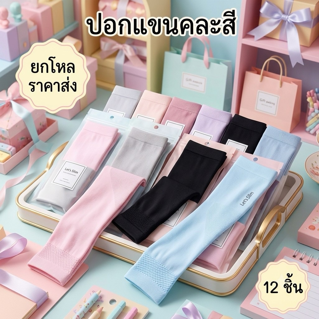 ขายส่ง ปลอกแขนกัน UV 12คู่ ปลอกแขนกันแดด ปลอกแขนสวมที่นิ้ว