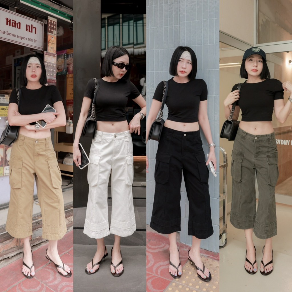 (พร้อมส่ง) Loose Cargo Jeans กางเกงยีนส์คาร์โก้ทรงขาม้าเล็ก 8 ส่วน - F730 TAG DARIM 🇰🇷