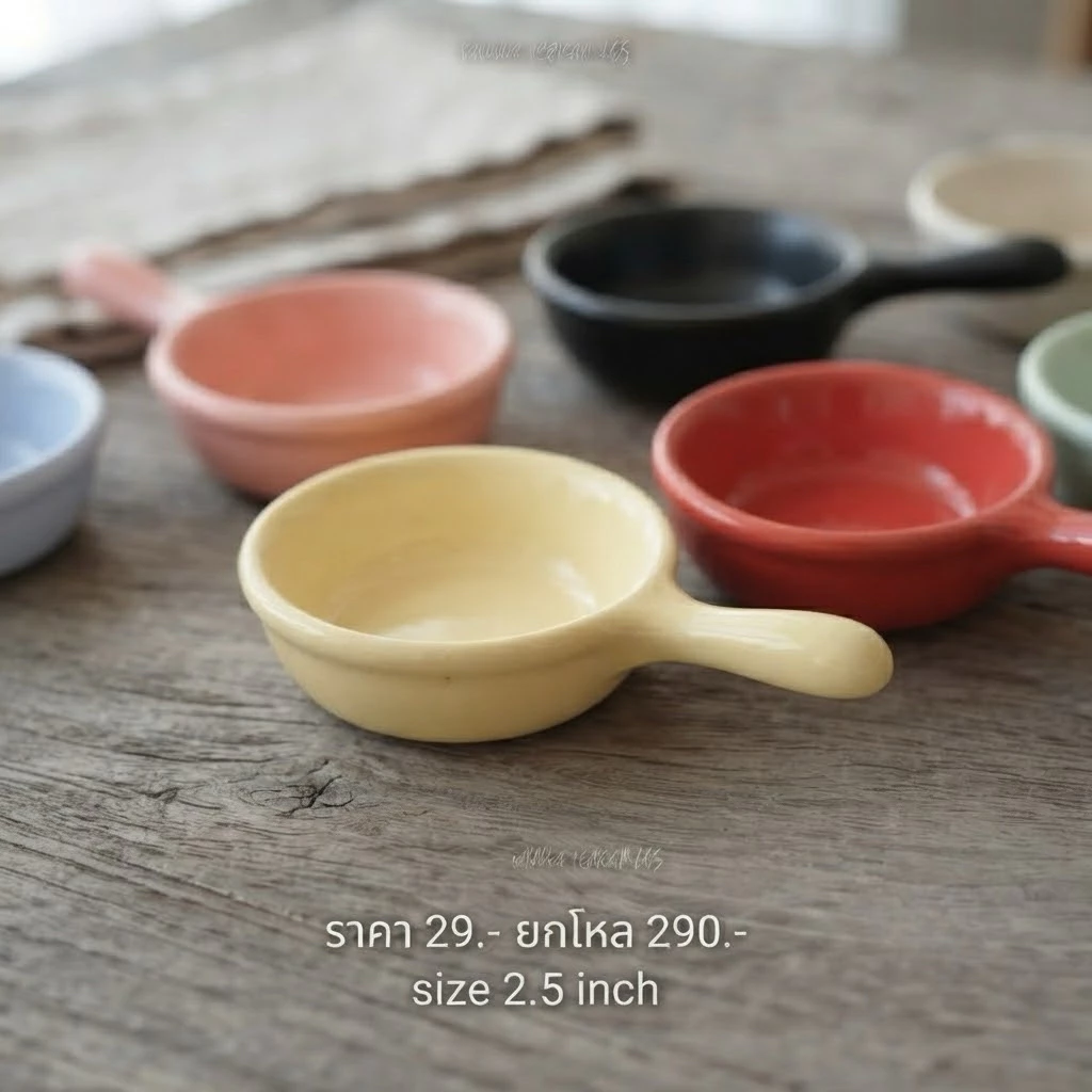 ถ้วยน้ำจิ้ม 2.5 ทรงกระทะจิ๋ว ceramics สามารถเข้าเครื่องล้างจานไมโครเวฟได้ปลอดภัย รับประกัน