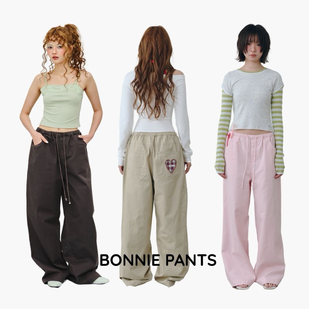 AMUSE BKK - Bonnie Pants กางเกงขายาวทรงขากระบอก ติดLogoหัวใจที่กระเป๋าหลัง ผ้าคอตตอลใส่สบาย