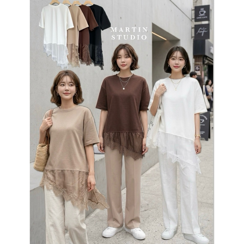 เสื้อแขนสั้น ด้านบนเป็นผ้ายืดเนื้อดีไม่บาง
