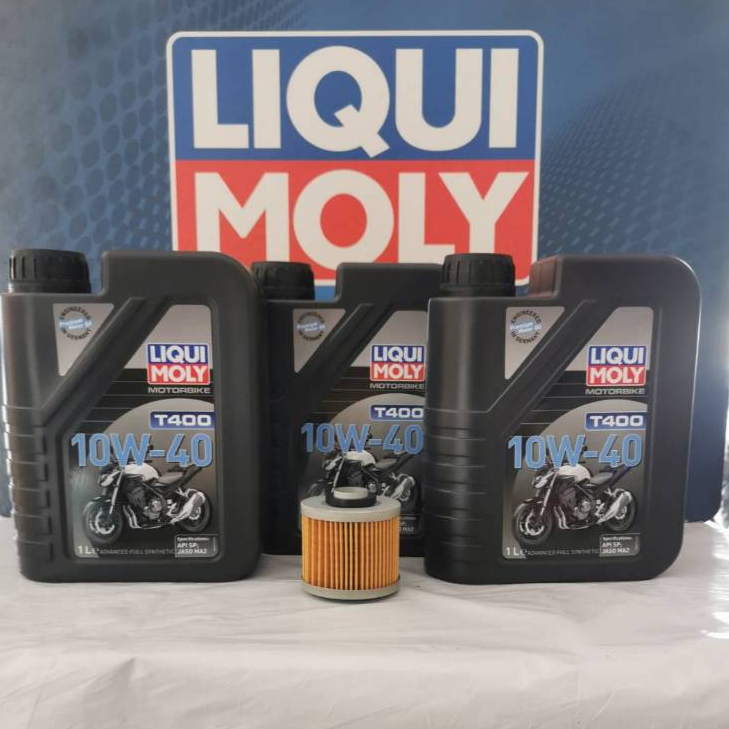 ชุดถ่ายน้ำมันเครื่อง LIQUI MOYL (T400) 10W-40 3 ลิตร ฟรีกรองน้ำมันเครื่อง SR400 SR500