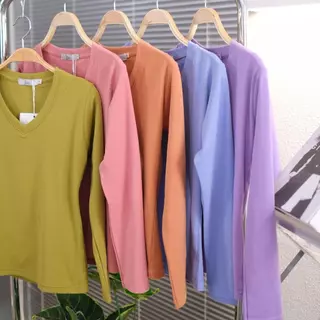 226-227-228 รุ่นVELIA (วี-เลีย) เสื้อยืดแขนยาวคอวี ดีไซน์เรียบหรู แมทช์ง่าย ใส่ได้ทุกวัน ไม่ว่าจะลุคทำงาน คาเฟ่