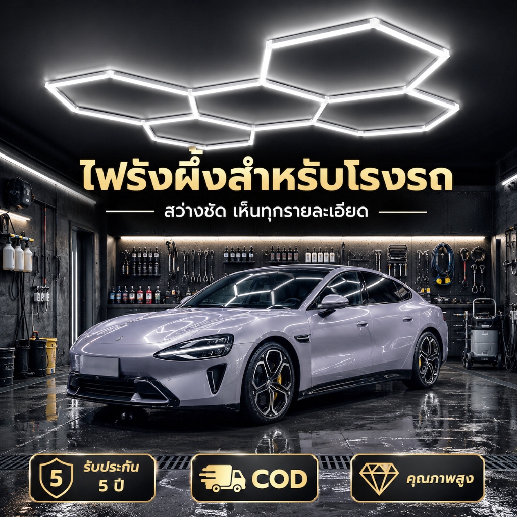 ไฟหกเหลี่ยม LED ไฟโรงรถคาร์แคร์ สว่างชัดทุกมุม ดีไซน์ล้ำสมัย เหมาะกับคนรักรถ