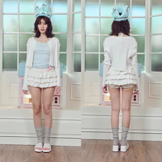 RIKA น้อง Mira คาดิแกนผ้าร่องกระดุมดอกไม้