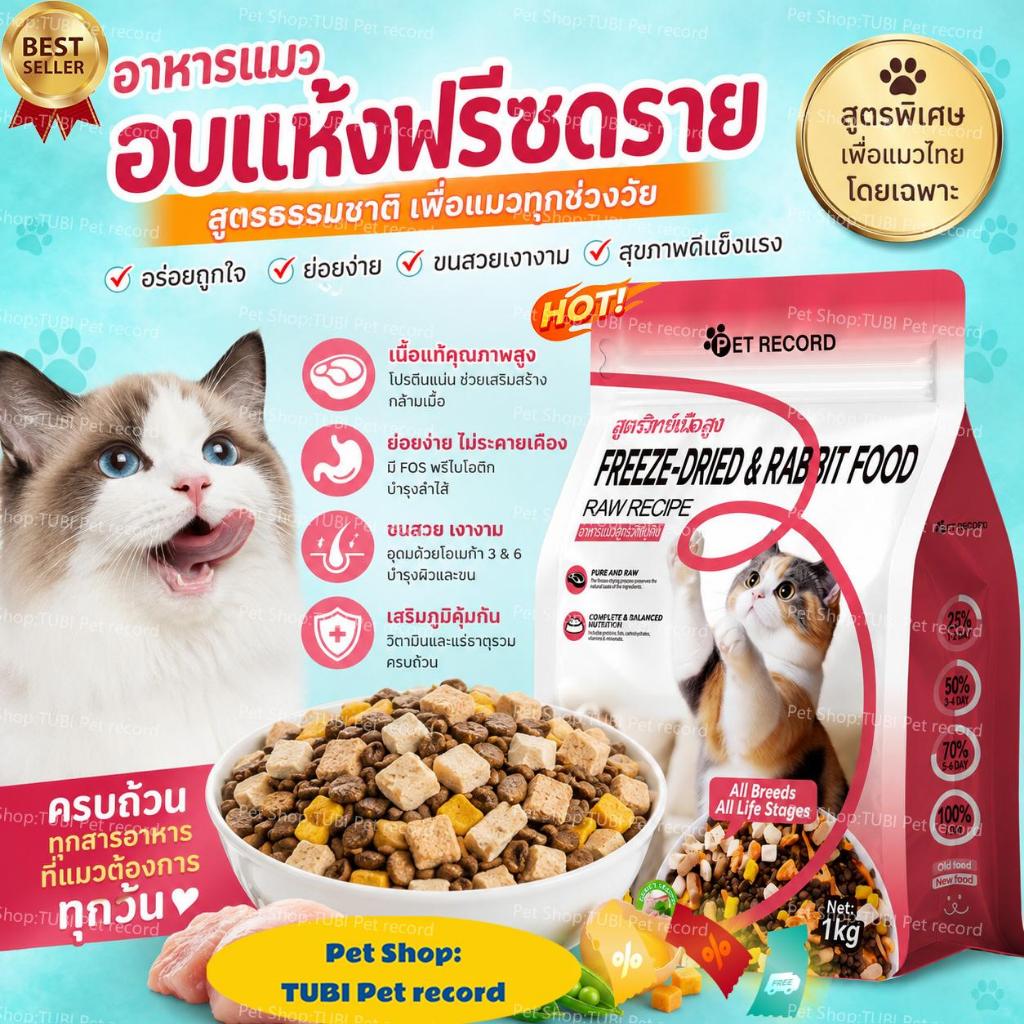 TUBI อาหารแมว Holistic ผสมฟรีซดราย เนื้อกระต่าย บำรุงเลือดและเพิ่มกระดูก สำหรับแมวทุกวัย บำรุงขน 1kg