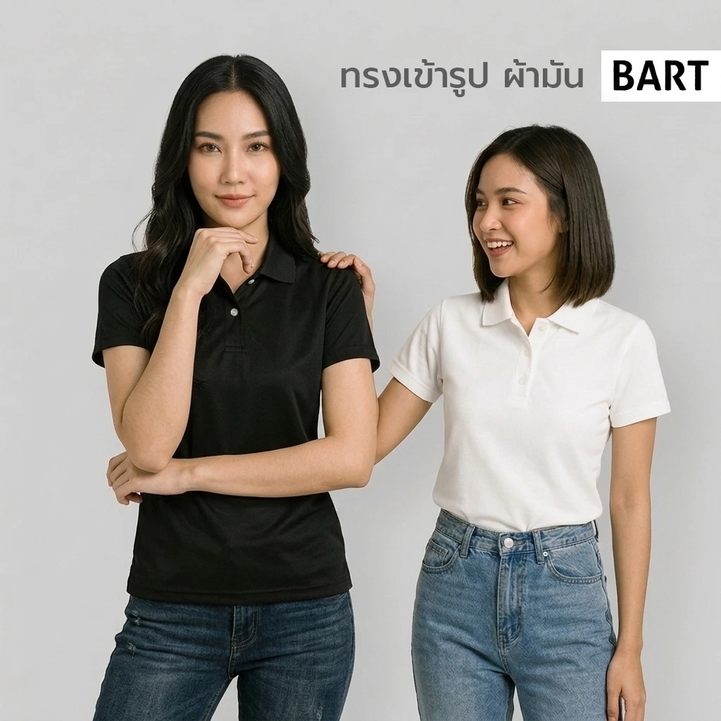 เสื้อโปโล ผู้หญิง ผ้าเงา