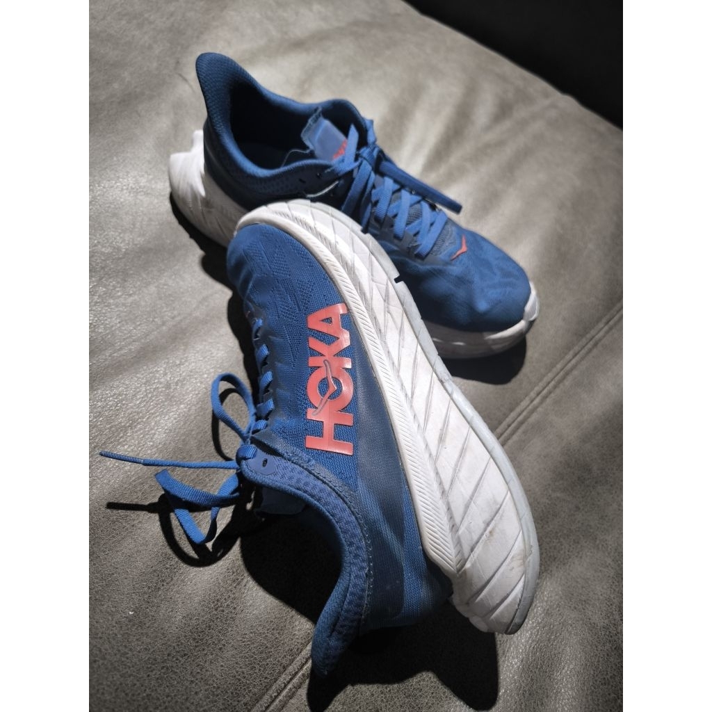 มือสอง สภาพดี Hoka One One Carbon X 2 สี Moroccan Blue / Hot Coralรองเท้าวิ่งสายทำความเร็วระยะไกล UK