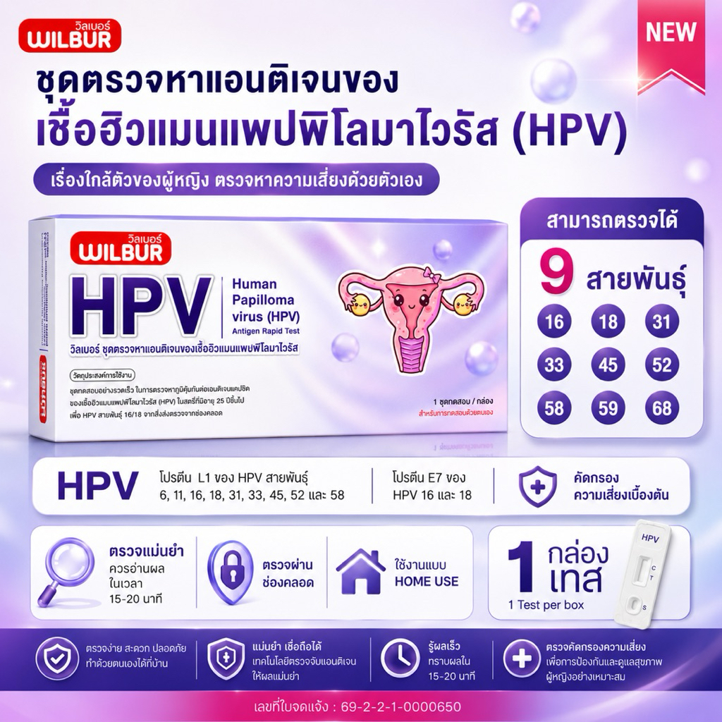 รุ่นใหม่! WILBUR ชุดตรวจ HPV สำหรับคัดกรองปากมดลูก