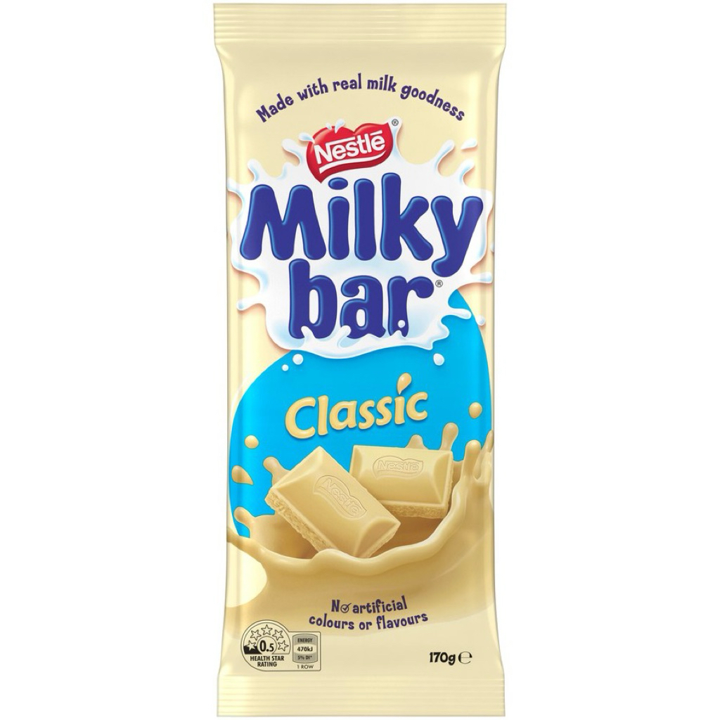 T เนสท์เล่ มิลค์กี้บาร์ คลาสสิค ไวท์ช็อกโกแลต Nestle Milkybar Classic White Chocolate 170g