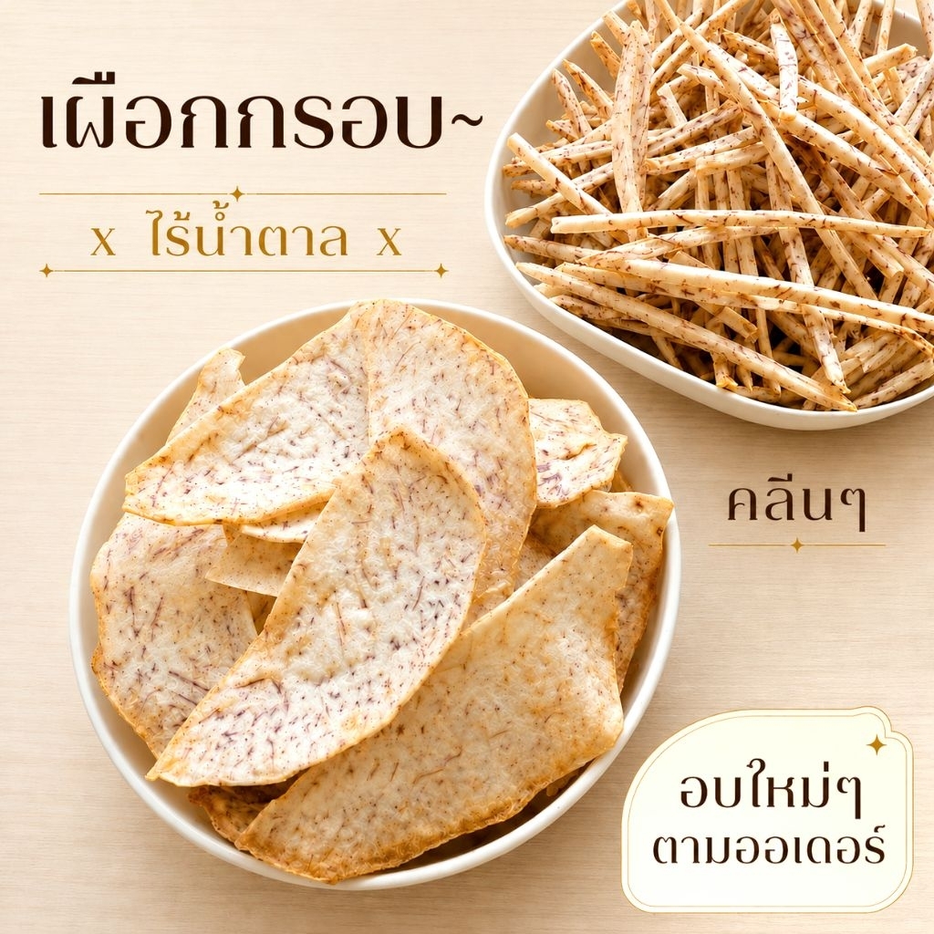 เผือกกรอบ ❌ไร้น้ำตาล ❌ไม่ผสมแป้ง! ขนมคลีน กินเพลินไม่กลัวอ้วน♥️