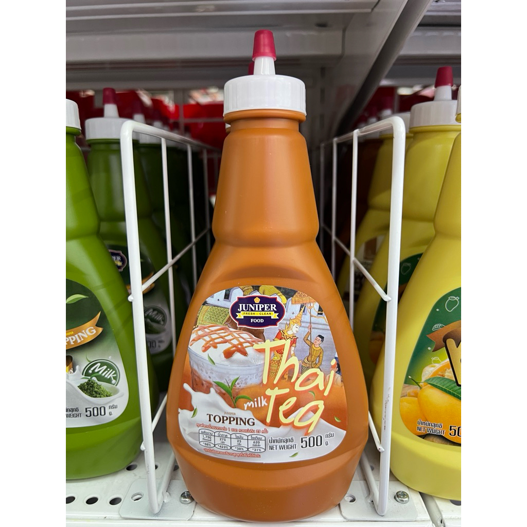 🧋 500g ซอสท็อปปิ้งกลิ่นชาไทย JUNIPER หวานหอมเข้มข้น แต่งหน้าเค้ก ราดไอศกรีม Thai Milk Tea Topping ซอ