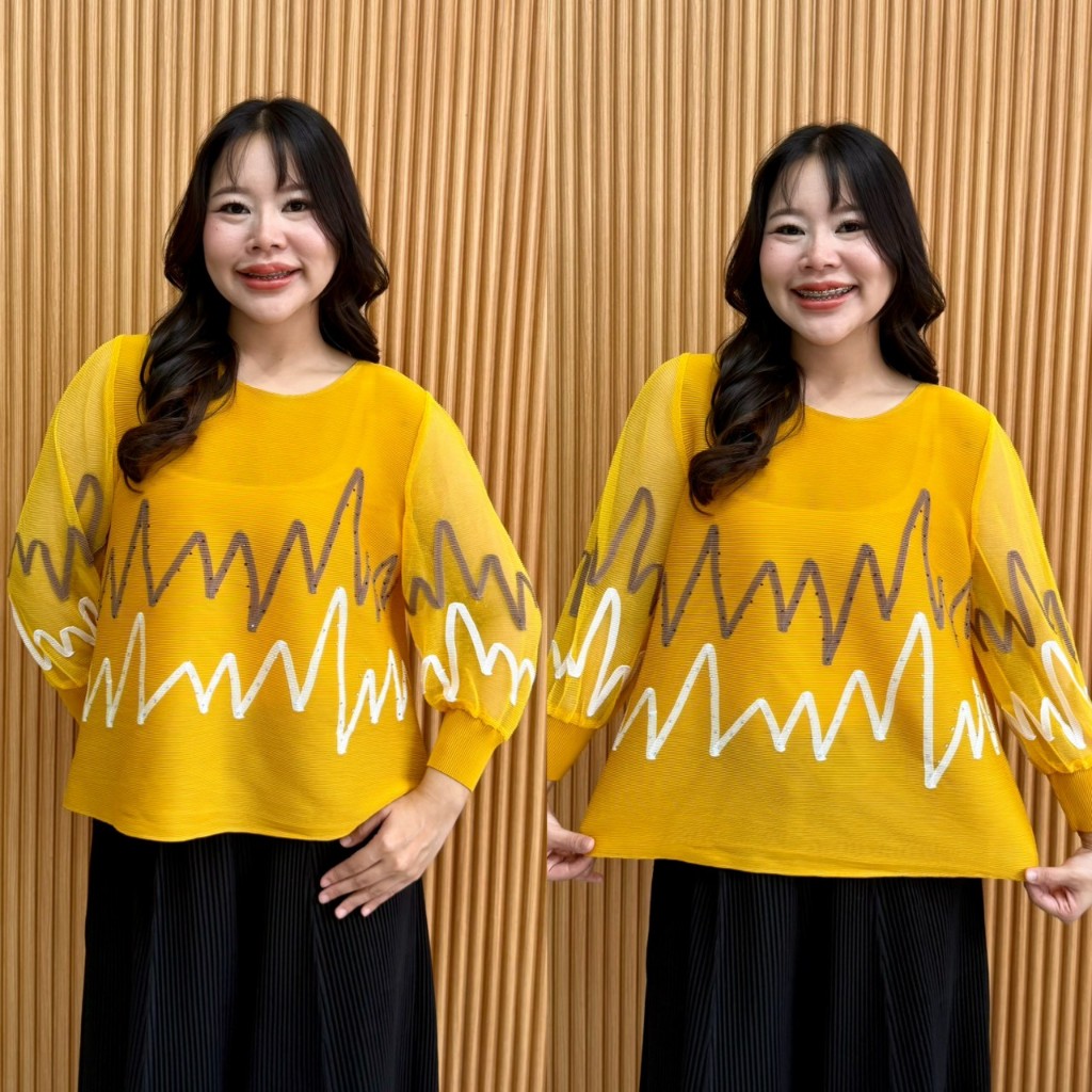 Pleatbynisa B78 เสื้ออัดพลีทสีพื้น เรียบหรู สวยใส่งาน เนื้อผ้าพลีทคุณภาพ พร้อมส่ง