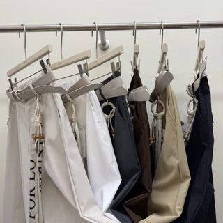Gang_jeans#9509(K)กางเกงขายาวเอวสม็อคทรงกระบอกใหญ่ ผ้าร่มมินิมอล พร้อมเข็มขัดและผ้าห้อย แต่งลุคเกาหลี