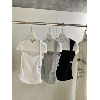 📍พร้อมส่ง ขาว📍10382# เสื้อแขนกุด เนื้อผ้ายืดหยุ่นได้เยอะ งานสวย TAG:WG.WE 🇰🇷