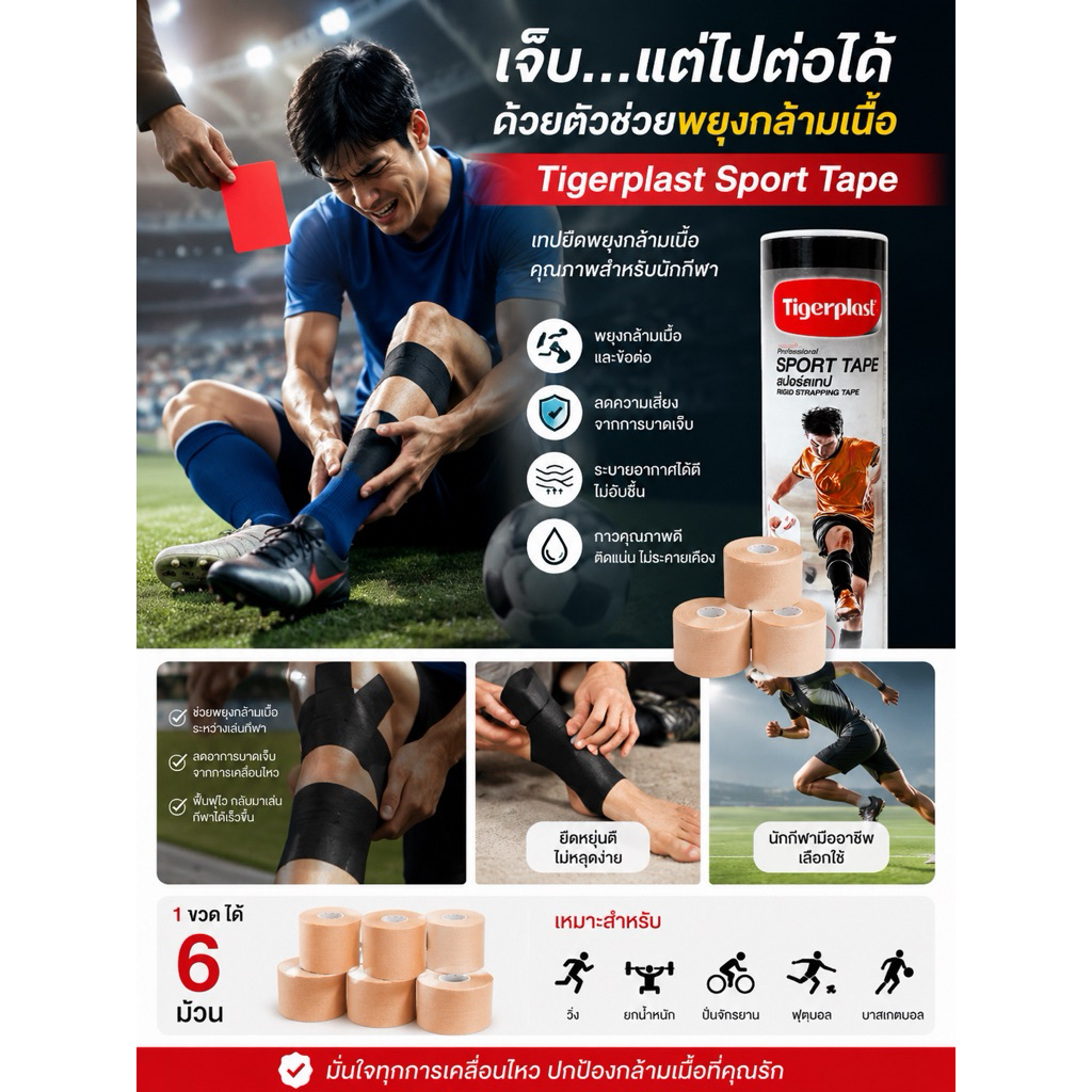 sport tapeเทปพยุงกล้ามเนื้อนักฬา