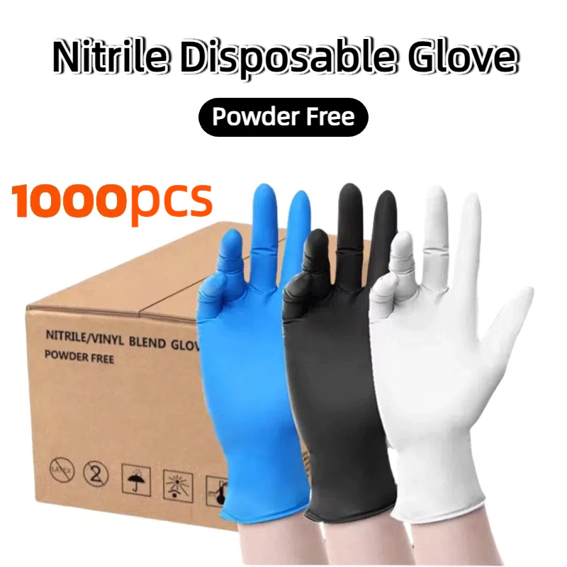 ถุงมือไนไตร ไม่มีแป้ง 100 ชิ้น/กล่อง ถุงมือยาง สัมผัสอาหารได้ Nitrile Glove มี 3สีให้เลือก