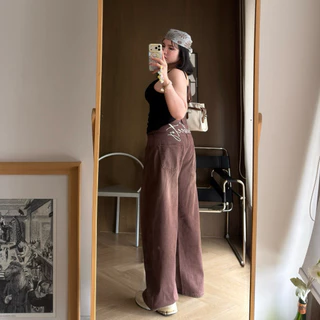 Brown Baggy Jeans 👖 ✨ ยีนส์ทรงบากี้ สีน้ำตาลเข้ม ยีนส์สาวอวบอ้วนทรงใหญ่ 🌊🖤 | Geebeety
