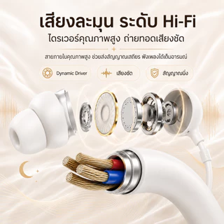 NEODIGI หูฟังสำหรับนอนหลับ หูฟัง In-Ear ใส่นอนได้ นุ่ม เบา ไม่กดหู มีไมค์ ปรับแต่งเสียงแบบ หูฟังแบบมีสาย USB-C และ 3.5mm