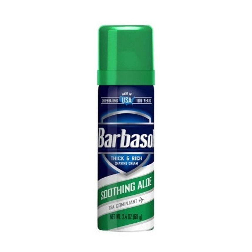 Barbasol Soothing Aloe Shaving Cream 68g. บาร์บาโซล ซูธติ้ง อโล เชฟวิ่ง ครีม ครีมโกนหนวด