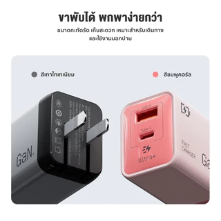 iMI หัวชาร์จเร็ว GaN 45W 2พอร์ต USB+Type C พับขาได้ ชาร์จ PD ไม่ร้อน แถมฟรีสาย2in1 รองรับมือถือ แท็บเล็ต แล็ปท็อป
