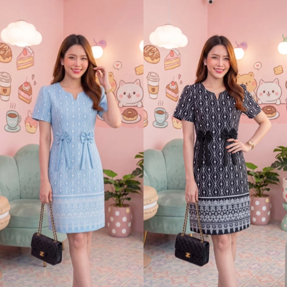 Dress By Papid เดรสทำงาน เดรสลายไทย รหัส662