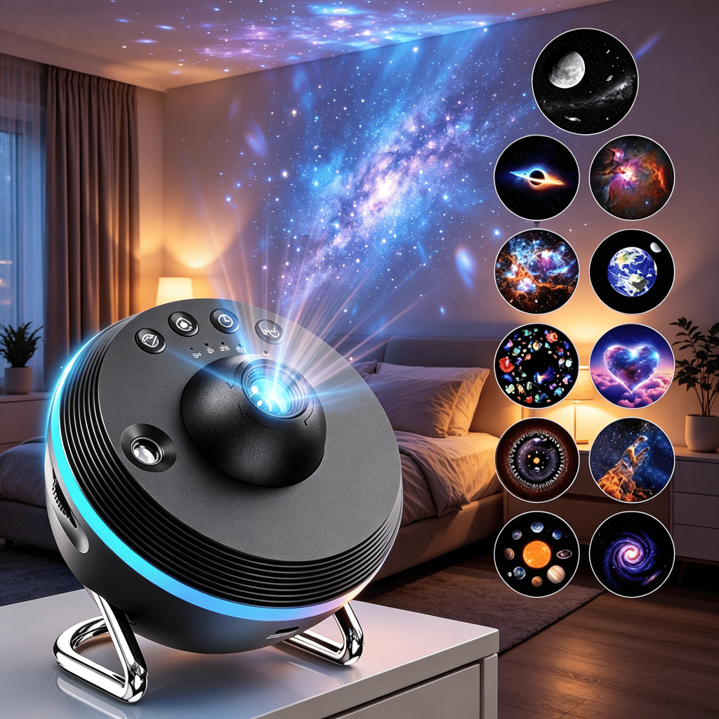 Qimedo 4K ของขวญั ปีใหม เครื่องฉายท้องฟ้าจำลอง เครื่องฉายดาว โคมไฟโปรเจคเตอร์ Galaxy ภายในบ้าน เครื่องฉายรูปดาว