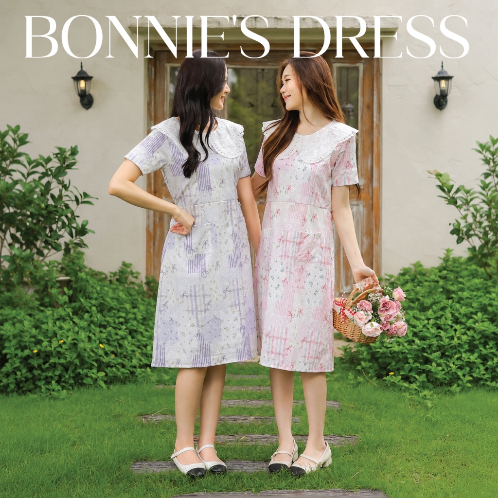 พร้อมส่ง1-2วันถึง Bonnie's dress เดรสทำงานโอเว่อร์ไซส์ลายดอกไม้ โทนหวานน่ารักละมุน อ่านรายละเอียดก่อนสั่งซื้อ