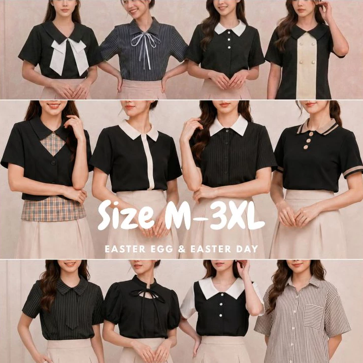 ALL เสื้อดำ รวมแบบของร้าน Easter พร้อมส่ง เสื้อทำงาน ทูโทน เสื้อไว้อาลัย รวมทุกคอลเลคชั่น