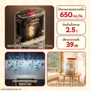 Simplus × Monchhichi Dual-Core เครื่องลดความชื้น+ฟอกอากาศ 650 มล./วัน ถัง 2.5 ลิตร HEPA11 โหมดนอน อโรมา CUSH009 MC