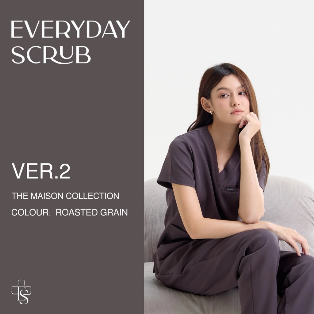 everydayscrub.bkk | ชุดสครับแพทย์(Ver.2) สี Roasted Grain (เสื้อพร้อมกางเกง)