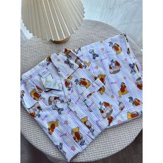 ชุดนอน Disney ลิขสิทธิ์แท้ รอบอก 42” ผ้าคอตตอนซาตินพรีเมี่ยม ลาย Lady and the Tramp ชุดนอนผู้หญิง